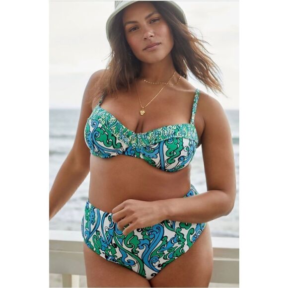 NEW Anthropologie Maeve Roseline Josiance Seamed Balconette High Waist Bikini - Picture 4 of 6